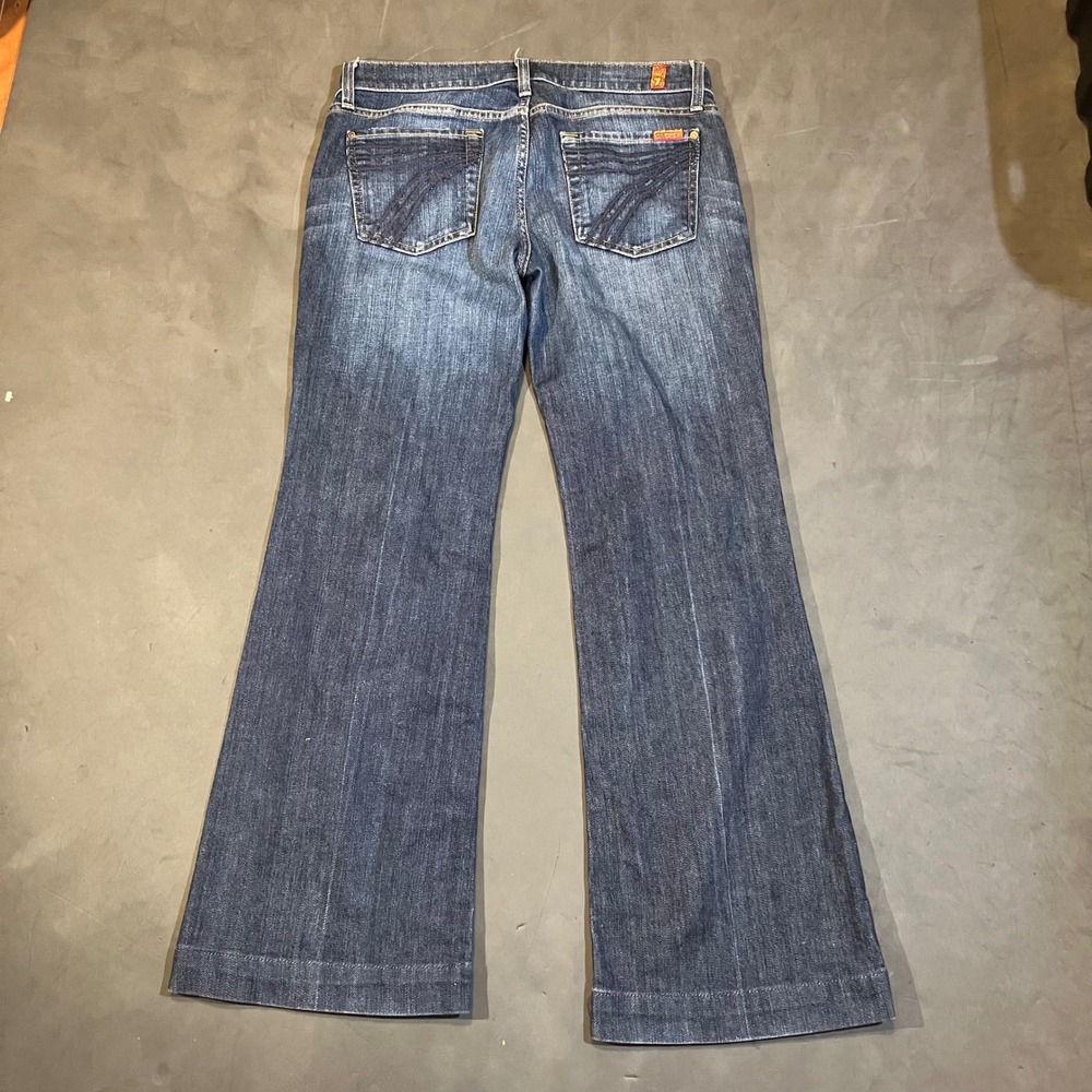 7 For All Mankind Dojo Dark Wash Wide Leg Flare Jeans Womens Size 29 29 Inseam